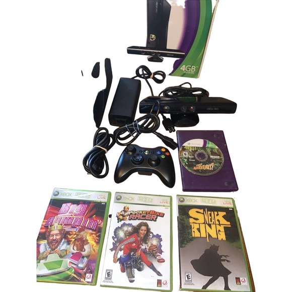 Xbox 360 Kinect Game Bundle 4gb Complete In Box Controller Console Cords Tested - Picture 2 of 5